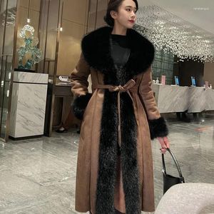 女性の毛皮のフェイクコート女性2023冬のファッションカジュアル模倣カラージャケット女性大サイズ長い濃い暖かいアウター