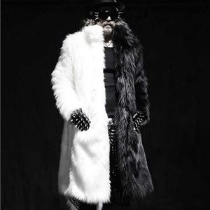Misto lana da uomo Inverno Cappotto di pelliccia da uomo nuovo Cappotto di pelliccia di volpe lungo Giacca calda casual Giacca a vento colorata in bianco e nero Cappotto di pelliccia da uomo HKD230718