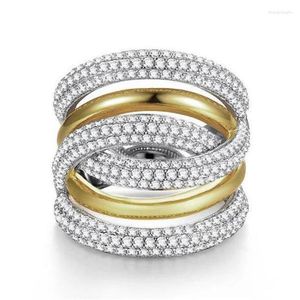 Küme Yüzükleri Büyük Çapraz Mikro Pave Lab Diamond CZ Yüzük 10K Altın Gümüş Nişan Düğün Band Kadınlar Gelin Yıldönümü Takı