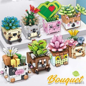 Blocks Cactus Succulent Building Blocks Home Garden Decoration Plants DIY Bonsai Building Blocks Children's Toys Christmas Gifts R230718