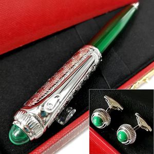 Yamalang Luxury Classic Pen White Black Leather Barrel Green Lacquer Ballpoint Pen Högkvalitativ Silver Gyllene Clip Writing Smooth2707