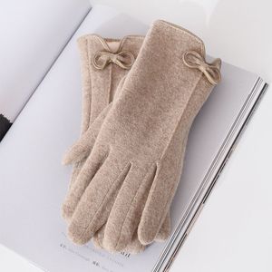 Fem fingrar handskar kvinnors vinter kashmir pekskärm varma handskar utomhus ridning plus sammet tjockare ull båge full finger körmantens s29 230717