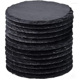 Table Mats 4Inch Round Bulk Slate Drink Coasters With Scratch Resistant Bottom For Bar Kitchen Families