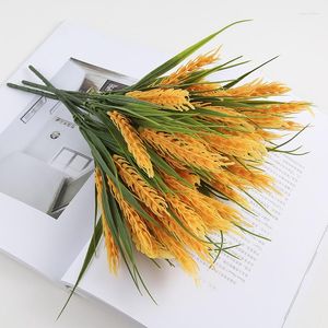 Decorative Flowers 2 Pack Artificial Golden Wheat/Artificial Rice Seedlings Plant Plastic Yellow