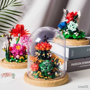 Blöcke Stadt Unsterbliche Blume Bausteine Kreative Rose Kaktus Bonsai Pflanze Mini Blöcke DIY Ziegel Montage Spielzeug für Mädchen Geschenk R230718