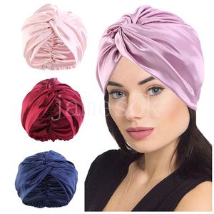 Elastische Nachahmung Seide Kreuz-twisted Dusche Caps Doppel Nacht Schlaf hut Muslimischen Damen Elastische Turban Kappe de102