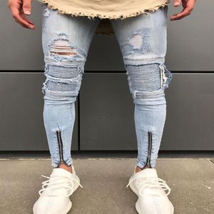 Moda erkek skinny jeans yırtılmış ince uygun streç denim sıkıntısı yıpranmış kot pantolon desenler kalem pantolon260g