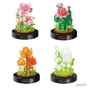 Blocchi Fiore Building Blocks Creativo Cactus Ibisco Fiore Pianta Blocchi Giocattoli Mattoni fai da te Decorazione desktop Giocattoli per ragazze Regali R230718