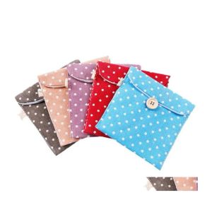 Storage Bags Napkin Sanitary Bag Womens Girls Cotton Linen Portable Pad Organizer Pouch Holder Drop Delivery Home Garden Housekee Or Dhrhv