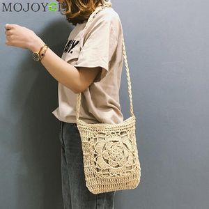 HBP Böhmische gewebte, ausgehöhlte Strandtasche für Damen, gehäkelte Stroh-Clutch mit Fransen, handgefertigte Tageskupplungen, Strick-Webart, Boho-Sommertasche