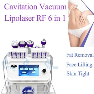 6 in 1 Cavitation Slimming Machine Face Lifting Vacuum RF Body Shaping Lipolaser Weight Loss Cellulite Reduction