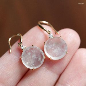 Dangle Earrings Natural White Seed Chalcedony Round For Women Diamond Design Simple Fashion Creative Wedding Engagement Jewelry