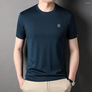 T-shirt da uomo T-shirt basic da uomo Girocollo estivo Maschile di mezza età Slim Casual Quick Dry Elastic Fashion Manica corta