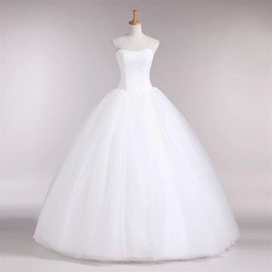 Lace Tulle Ball Gown Wedding Dresses with sweetheart Neckline 2019 Simple Wedding Gown Lace Up Bridal Dress White Ivory291b