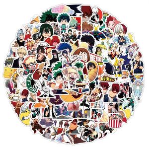 Adesivo impermeabile 50 100 pezzi Adesivi anime My Hero Academia Cartone animato giapponese Decalcomanie in vinile per laptop Pad Skateboard Boku No Hero1684