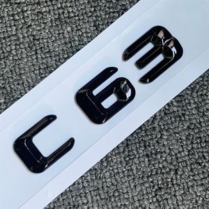 Dimensioni originali Coda posteriore per auto Emblema Numero lettere Adesivo per auto per Mercedes Benz C63 C 63 Argento cromato Nero opaco287s