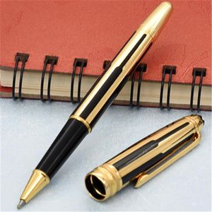 Högkvalitativ ny Black and Gold Stripes Roller Ball Pen Ball Point Pens Fountain Pen Hela gåva 289V