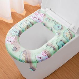 Toalettstol täcker tecknad stereo präglad matta förtjockad pasta typ design kudde fyra säsonger universell vattentät pad