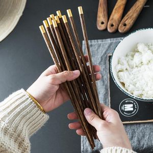 Chopsticks 5pairs Of High-quality High-end Wooden Gift Box Packaging Household Cylindrical Tableware Kitchen Supplies