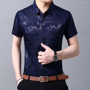 Men's Polos Chinese Style Printed Fashion POLO-Shirt 2023 Summer Men Clothing Short Sleeve Low-Key Business Casual Tops W5586