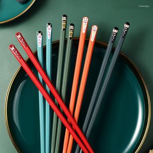 Pauzinhos 5 pares Pauzinho Japonês Talheres Multicoloridos Conjunto de Talheres para Crianças Sushi Macarrão Rápido Chinês Aprendiz Palillos Chinos