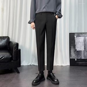 Mäns kostymer 2023 Summer Suit Pants Men Formal Button Slim Work Business Byxor Male Solid Color Brand Clothing Plus Size Y397