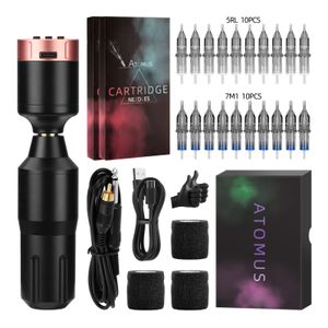 Conjunto de máquinas de tatuagem rotativas Shader Liner Cartuchos de tatuagem sortidos Agulhas Motor Gun Kits Fonte de alimentação Maquiagem permanente