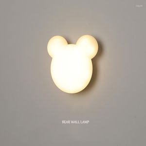 Lampa ścienna pokój dziecięcy światło LED Cute Cartoon Bear dla dzieci sypialnia nocna kreatywna nordycka minimalizm wystrój oświetlenie