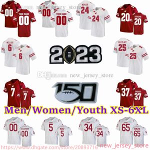 Custom S-6XL NCAA Wisconsin Badgers Football Jersey 25 Jake Ratzlaff 24 Hunter Wohler 7 Spencer Lytle 57 Jack Sanborn 54 Kayden Lyles 32 Julius Davis Men Women Youth