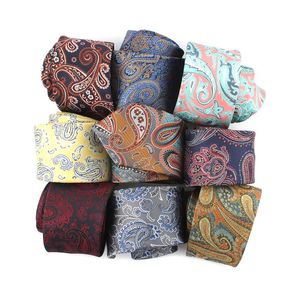 Cravatta sottile da uomo Viola Nero Paisley 7CM Cravatta personalizzata Paisley Cravatta formale Cravatta verde Cravatte Groomsmen Cravatta Weddi176I