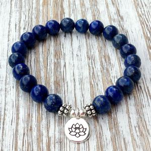 SN1039 Äkta Lapis Lazuli -armband Natural Stone Bead Men's Armband Chakra Spiritual Yogi Gift 272f