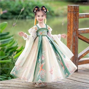 Abiti da ragazza Abbigliamento tradizionale cinese Primavera 2-15 anni Ricamo da bambina per bambini Hanfu Vestido Super Fairy Tang Costume Abito da principessa antica