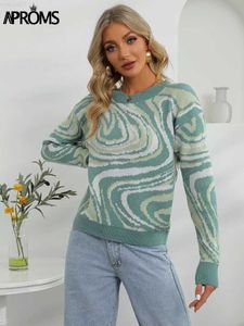 女性のセーターアプロムエレガントな緑のネクタイ色素編みセーターとプルオーバー女性2022冬の長袖温かいリブジャンパー女性スリムトップL230718