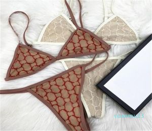 Fashion Swimwears Sexy Backless Bikini Set Embroidery Full Letters Women Girls Swimming Suits Two Pieces Swimwear
