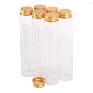 Storage Bottles 6 Pieces 150ml Size 37x180mm Transparent Glass With Gold Aluminum Lids Jars Vials For Wedding Favors