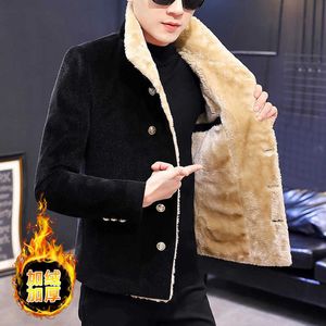 Herr ull blandar koreansk stil kort abrigo largo hombre mens ärta svart kappa hösten vinter ull herrjacka hkd230718
