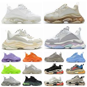 17FW Pairs Triple S Clear Sole Uomo Donna Scarpe casual Fondo in cristallo Tutto Bianco Nero Verde Rosa Giallo Arcobaleno Sport Outdoor Old Dad Shoe