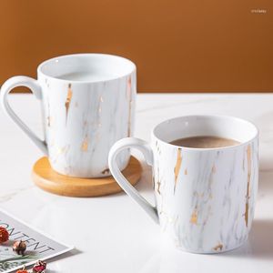 Mugs Marbeling Ceramic Coffee Mug Breakfast Tea Drink Juice Milk Beer Cup Handgrip China Mouthwash Bathroom Washing Tumbler