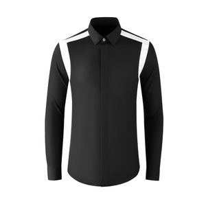2023 Роскошная рубашка для сплайсинга для мужчин модные с длинным рукавом повседневные рубашки бизнеса социальная вечеринка смокинг -блузя певица мужская одежда мужская одежда