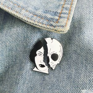 Pins Brooches Dead Lovers Woman Skeleton Face Enamel Pins Custom Skl Bag Clothes Lapel Pin Badge Punk Cool Jewelry Gift Drop Deliver Dhrx1