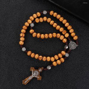 Pendant Necklaces Beads Wood Bookmark Bible Religious Necklace Christian Catholic Crucifix Cross Holy With Rosary