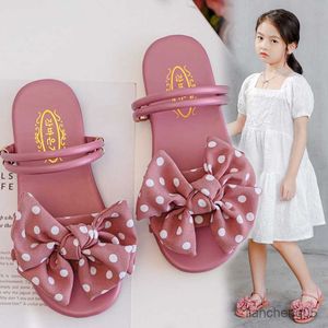 Slipper Children Bowtie Shoes Girls New Summer Fashion Soft Soled Sandals Cute Sweet Style Polka Dot Baby Slipper R230718