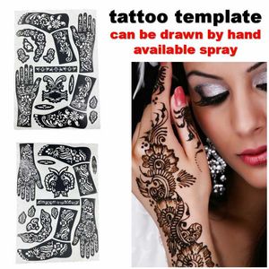 2 Teil/satz Arm Bein Füße Tattoo Schablonen Temporäre Aufkleber Körper Kunst Vorlage Indien Henna Hohl Zeichnung Kit DIY Gesicht malen Malerei