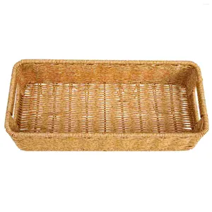 Dinnerware Sets Rectangular Storage Basket Woven Box Organizer Wicker Serving Plastic Tray Guest Towel Holder