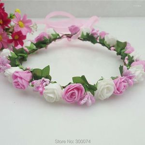 Dekorative Blumen, 2 Stück/Packung, Blumenkopfkranz, künstliche weiße Rose, Blumenhaar, Brautaccessoire, Böhmen-Kopfschmuck, Krone