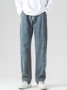 Dżinsy męskie retro czarne mężczyźni High Street Fashion marka streetwear luźne proste spodnie Hip Hop Korean Style Dżinsowe spodnie Kobiety