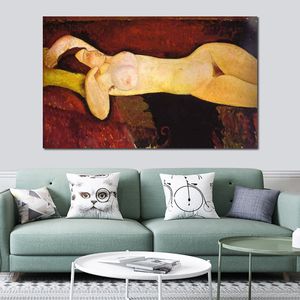 Tela de arte de parede artesanal Le Grand Nu (o grande nu) Amedeo Modigliani pintura retrato arte moderna decoração de hotel