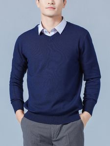 Men s tröjor kashmir tröja män pullover höst vinter v hals mjuk varm jumper stickad 230718