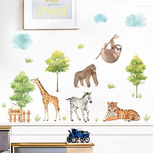 Wall Stickers Large Jungle Animals For Kids Rooms Boys Room Bedroom Decoration Tiger Giraffe Wallpaper Posters