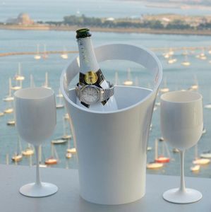 Enkel handtag Champagne Ice Bucket Stemware Set Food Grade PP Plastic Champagne Cup 16oz Red Wine Cup 480 ml Kök matsal BA DHHWS